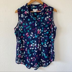 Liz Claiborne sleeveless graphic/printed top Sz L